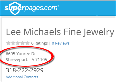 SEO Ranking Comparison Between Two Competing Jewelry Websites 1246-lee-michaels-superpages-1