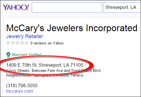SEO Ranking Comparison Between Two Competing Jewelry Websites 1246-mccary-yahoo-2