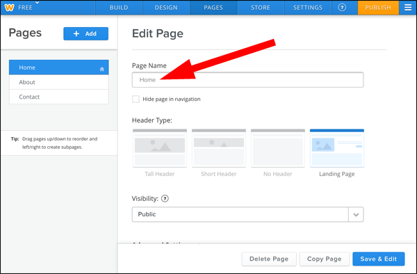 How to Edit Page Titles and Meta Descriptions in Weebly 1337-weebly-edit-page-screen-2